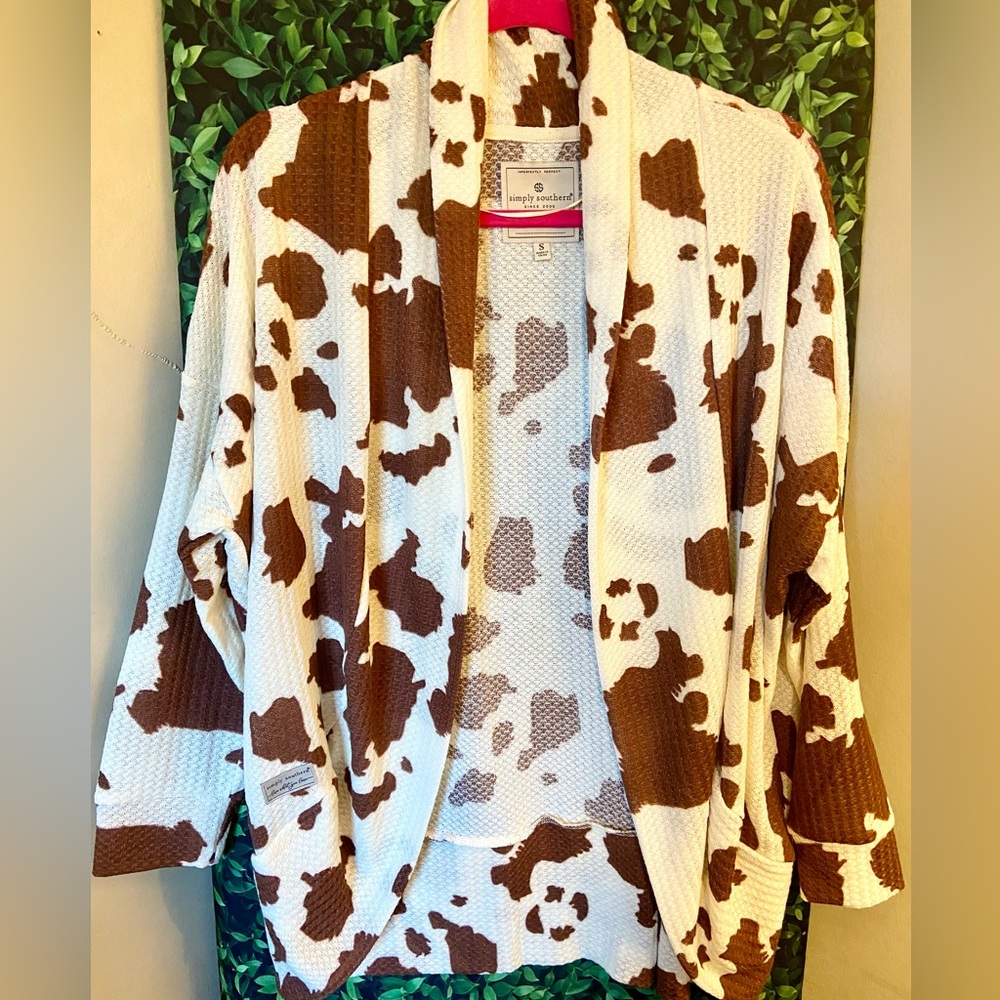 Simply Southern Long Sleeve Cow Print Cardigan